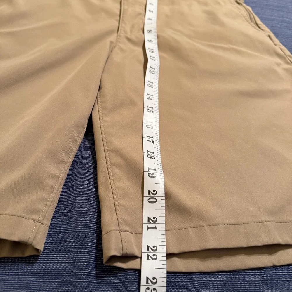 Lands End Mens Performance Golf Shorts Tan Khaki Size‎ 37 Stretch Zip Pockets